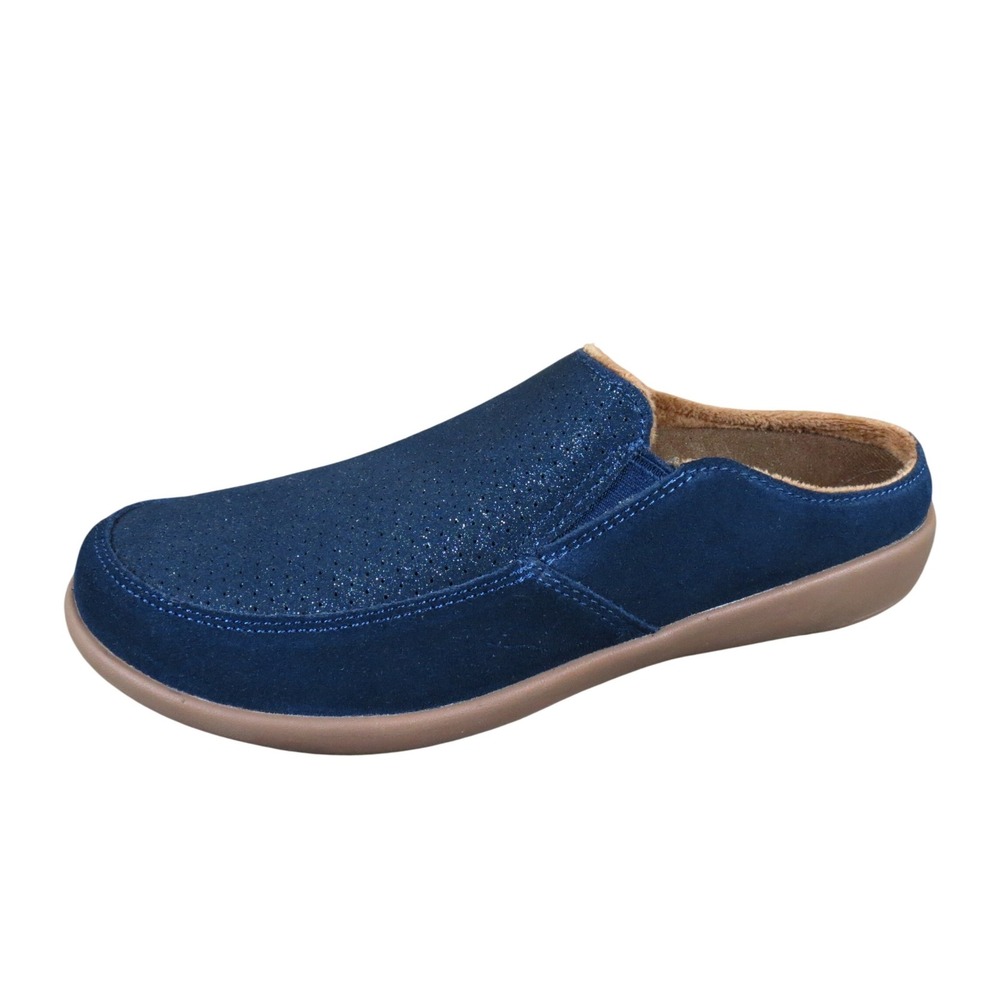 Revitalign Siesta Ease Women Mules Size 8.5 Casual Walking Navy Shimmer Suede